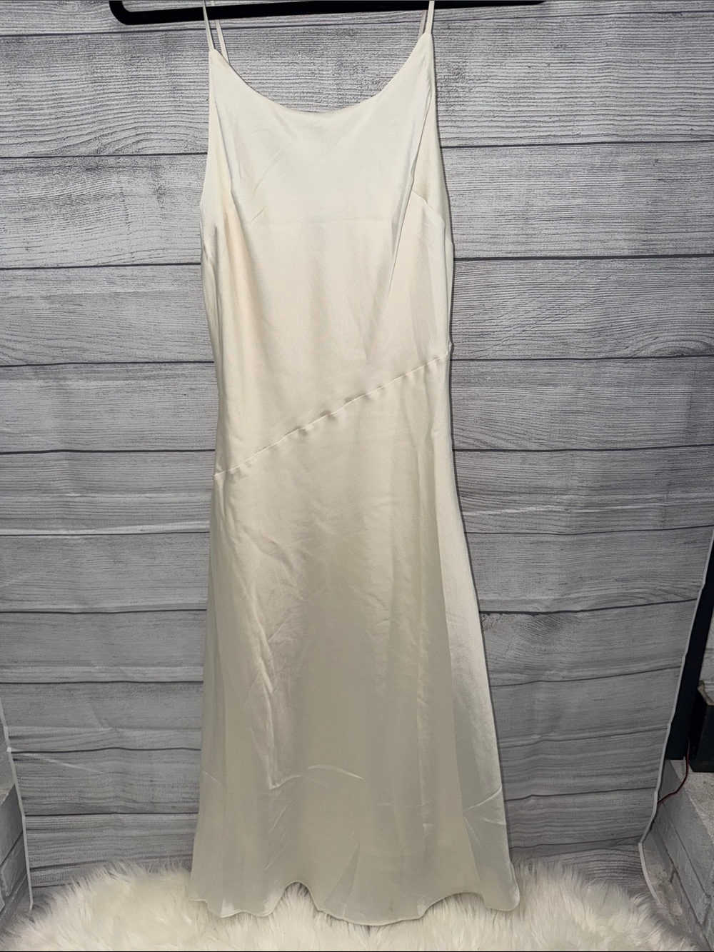 Express Cream Maxi Slip Dress with Spaghetti Straps